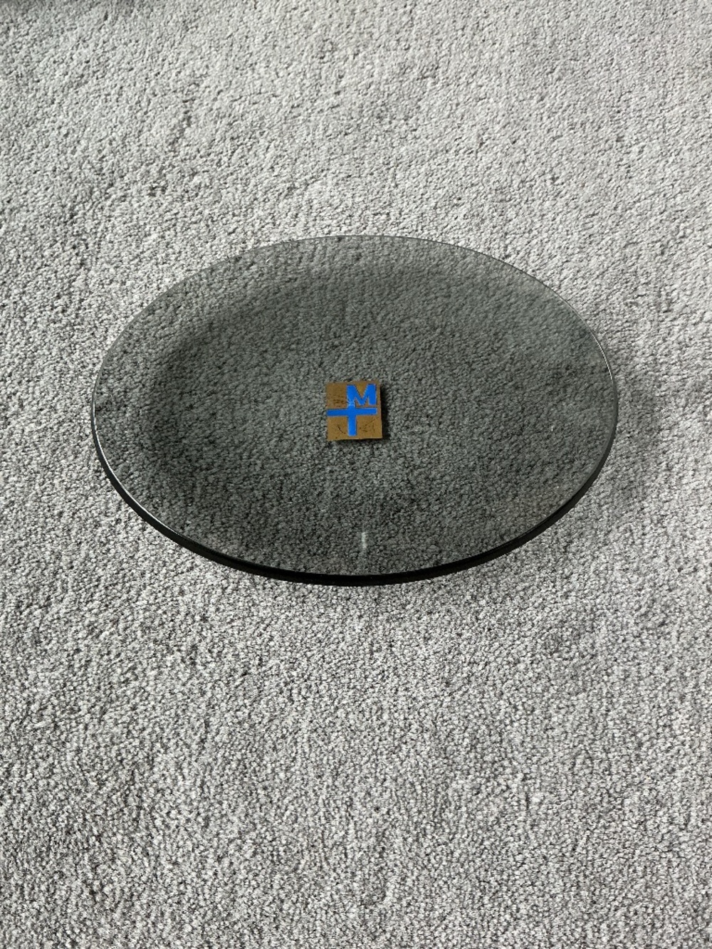 Vintage MCM Merrill Lynch logo smoky gray glass desktop tray